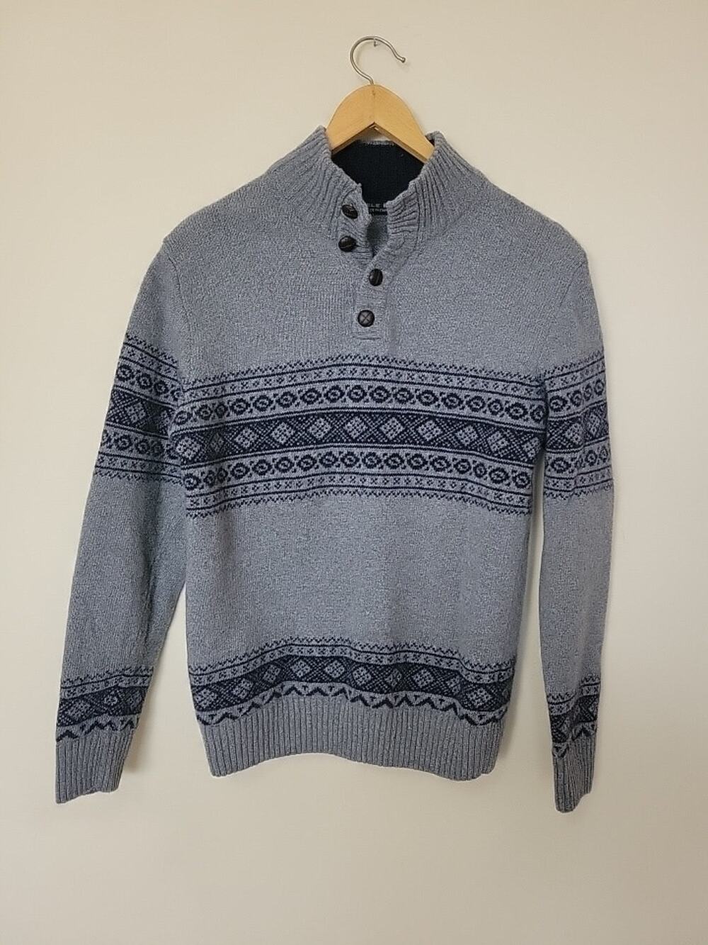 Daniele Blasi Men's S Wool Blend Winter Pullover Sweater Italy Gray Black